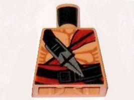 Lego Torso Indiana Jones Bare Chest with Muscles, Red Sash and Ceremonial Knife Pattern