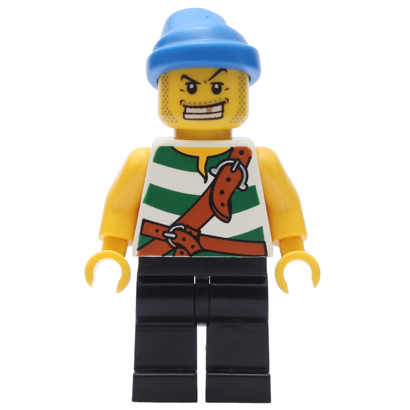 Lego Pirate - Green Stripes, Black Legs, Blue Bandana
