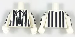 Torso Suit Jacket with Black Vertical Stripes Thick and Black Tie Pattern / White Arms with Black Stripes Pattern / White Hands