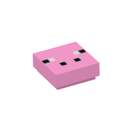 Lego Tile 1 x 1 with 4 Black and 2 White Squares (Pixelated Pig Face) Print / Bright Pink