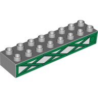 Lego Duplo Brick 2 x 8 with Green Girders Print