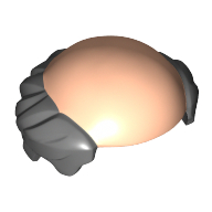 Lego Hair, Bald Top with Dark Bluish Gray Short Hair print / Light Nougat
