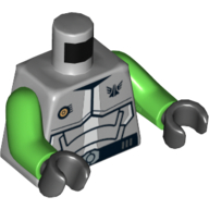Lego Torso Armor with Galaxy Squad Logo and '30' on Back Print, Bright Green Arms, Black Hands / Light Bluish Gray