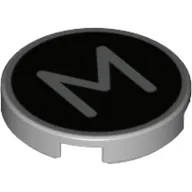 Tile Round 2 x 2 with 'M' on Black Background Print / Light Bluish Gray
