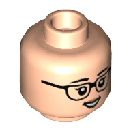 Lego Minifig Head Phyllis Lapin Vance, Glasses, Peach Lips, Smile with Open Teeth / Smiel with Closed Teeth print / Light Nougat