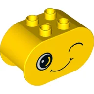 Duplo Brick 2 x 4 x 2 Rounded Ends, Dual Sided with Winking / Sad Print