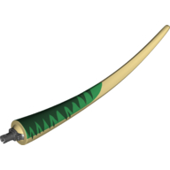 Lego Animal Body Part, Dinosaur, Baryonyx Tail, with Pin, Dark Green and Green Markings Print
