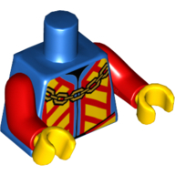 Lego Torso Jacket with Red and Yellow Chevrons and Gold Chain Print (King), Red Arms, Yellow Hands / Blue
