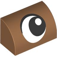 Lego Brick Curved 1 x 2 x 1 No Studs with Eye, Looking Right print / Medium Nougat