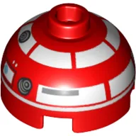 Brick Round 2 x 2 Dome Top with White Astromech Droid Print (R3-T2)