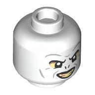 Lego Minifig Head Voldemort, Tan Eyes, Flat Nose, Tan Teeth, Angry Grin print / White