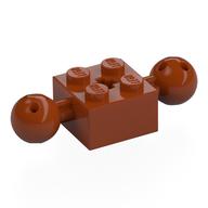 Lego Technic Brick Special 2 x 2 with 10.2mm Balls with Holes and Axle Hole / Dark Orange