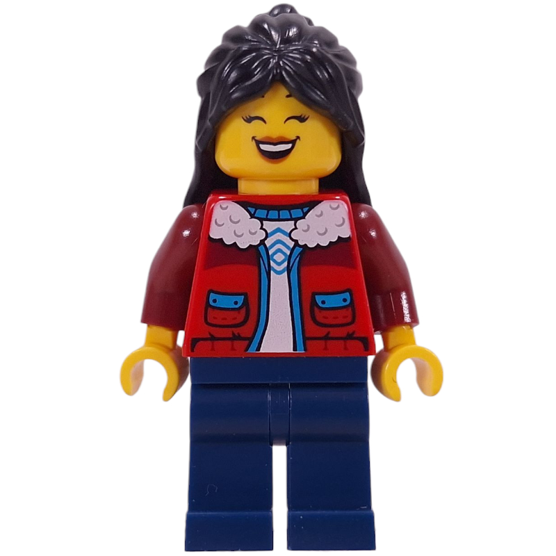 Lego Mom, Red Torso, Dark Blue Legs, Black Hair