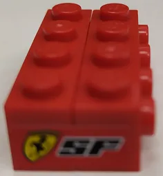 Stickered Assembly 4 x 2 x 1 with Black 'SF' and Scuderia Ferrari Logo Pattern on Both Sides (Stickers) - Sets 8153 / 8155