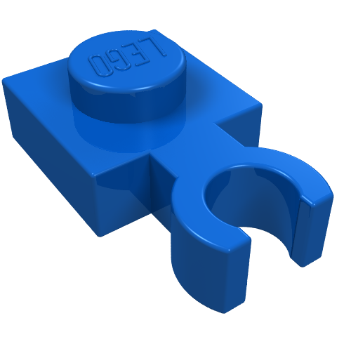 Lego Plate Special 1 x 1 with Clip Vertical [Thin Open O Clip] / Blue