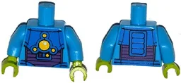 Torso Space Armor with 5 Yellow Lights Pattern / Dark Azure Arms / Lime Hands
