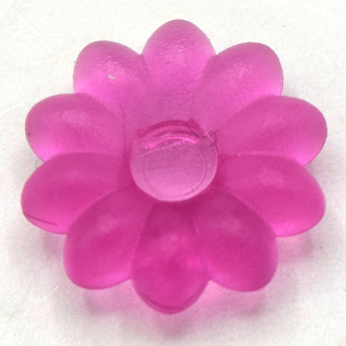 Lego Clikits Icon, Flower 2 x 2 Small, 10 Petals with Pin [Frosted] / Trans-Dark Pink