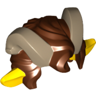 Lego Hair with Ears and Faun Horns Dark Tan Print / Reddish Brown