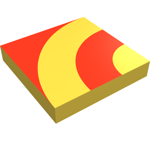 Lego Tile 2 x 2 with Red Quarter Rings Print / Yellow