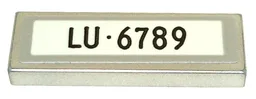 Tile 1 x 3 with License Plate 'LU·6789' Pattern (Sticker) - Set 76911 / Metallic Silver