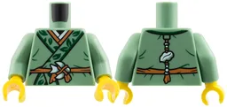 Torso Tunic, Dark Green Hems with Leaves, Medium Nougat Belt and Trim Pattern / Sand Green Arms / Yellow Hands / Sand Green