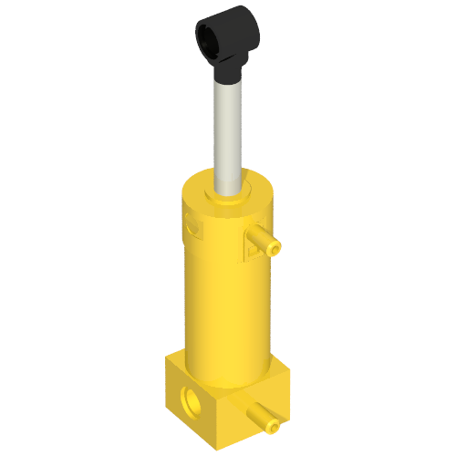 Lego Pneumatic Cylinder with 2 Inlets Medium (48mm) with Yellow Top / Yellow