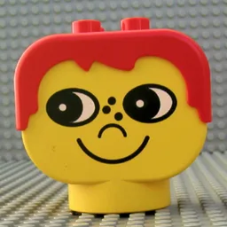 Duplo Head Brick 2 x 4 x 3 with Red Male Hair and Freckle Nose Print / Yellow