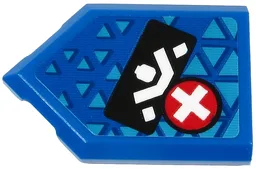 Tile, Modified 2 x 3 Pentagonal with White Ninja Silhouette on Black Rectangle and White Plus Sign on Red Circle Pattern (Sticker) - Set 71711