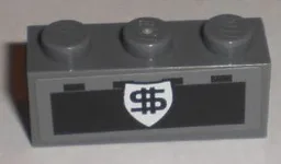 Brick 1 x 3 with Black Dollar Sign on White Badge and Black Brick Pattern (Sticker) - Set 8211