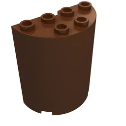 Cylinder Half 2 x 4 x 4 / Reddish Brown