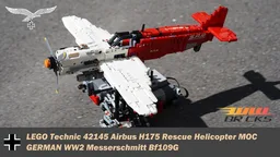 [RC MOC] German WW2 Messerschmitt Bf109G - LEGO Technic 42145 Airbus H175 Rescue Helicopter MOC