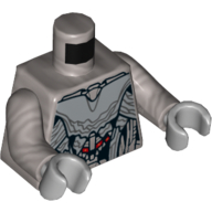 Lego Torso Silver Armor with Red Spots Print (Ultimate Ultron), Flat Silver Arms, Light Bluish Gray Hands / Flat Silver
