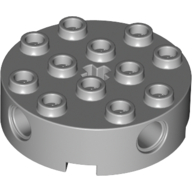 Lego Brick Round 4 x 4 with 4 Side Pin Holes and Center Axle Hole / Light Bluish Gray