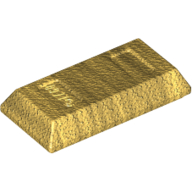 Lego Tile Special 1 x 2 with Sloped Walls AKA Money / Gold Bar [Ingot] / Pearl Gold