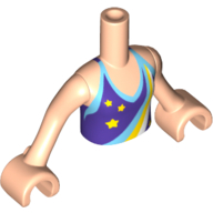 Lego Minidoll Torso Girl with Dark Purple Halter Top with Stars and Dark Azure, Yellow and White Rainbow Print, Light Nougat Arms with Hands / Light Nougat