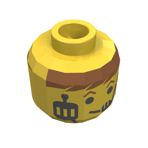 Lego Minifig Head Rebel Pilot (Dutch Vander) / Aquanaut, Headset Over Smile, Red-Brown Hair & Eyebrows Print [Blocked Open Stud] / Yellow