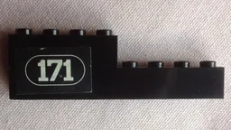 Stickered Assembly 8 x 1 x 2 with White '171' with Border on Black Background Pattern Model Right Side (Sticker) - Set 171