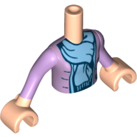 Lego Minidoll Torso Girl with Medium Lavender Jacket with Bright Light Blue Scarf Print, Medium Lavender Sleeves and Light Nougat Hands / Light Nougat
