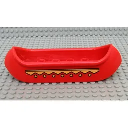 Duplo Boat / Canoe 2 x 8 with Yellow Zigzag Line and Dots Print / Red