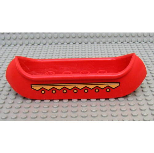 Lego Duplo Boat / Canoe 2 x 8 with Yellow Zigzag Line and Dots Print