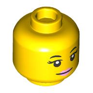 Lego Minifig Head Nova, Bright Pink Lips, Smile / Closed Eyes, Open Mouth Sleeping / Yellow