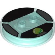 Function Brick Round 4 x 4 x 2/3 with 2 Studs and Lime Crystal Ball Print / Trans-Light Blue