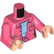 Lego Torso, Knotted Shirt, Bright Light Blue Shirt, Dirt Stains print, Coral Arms, Light Nougat Hands / Coral
