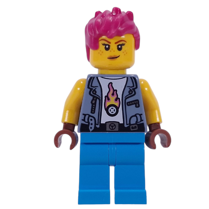 Lego Mech Max, Sand Blue Jacket, Dark Azure Legs, Magenta Hair
