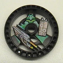 Technic Disc 5 x 5 Notched, Laser with Robot Print / Black