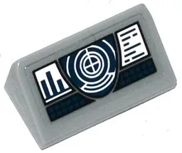 Slope 30 1 x 2 x 2/3 with White Target, Screens and Dark Blue Buttons Pattern (Sticker) - Set 76019