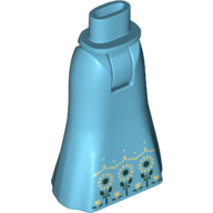 Lego Minidoll Hips and Full Length Skirt with 3 Large and 4 Small Flowers print / Medium Azure