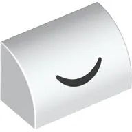 Brick Curved 1 x 2 x 1 No Studs with Black Smile Print / White