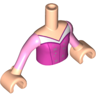 Lego Minidoll Torso Girl with Dark Pink Blouse Top, White Collar, Bright Pink Sleeves, and Light Nougat Hands (Aurora) / Light Nougat