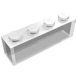 Brick 1 x 4 without Bottom Tubes / Trans-Clear